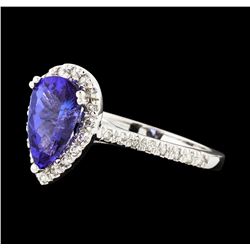 1.72 ctw Tanzanite and Diamond Ring - 14KT White Gold