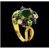 Image 4 : 2.27 ctw Tourmaline and Sapphire Ring - 18KT Yellow Gold