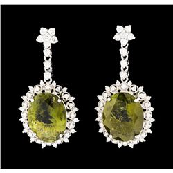 7.82 ctw Tourmaline and Diamond Earrings - 14KT White Gold