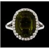 Image 2 : 4.17 ctw Tourmaline and Diamond Ring - 14KT White Gold