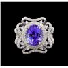 Image 2 : 5.92 ctw Tanzanite and Diamond Ring - 14KT White Gold