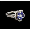 Image 1 : 14KT White Gold 0.95 ctw Sapphire and Diamond Ring