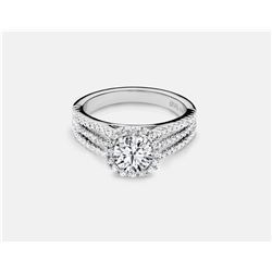 Cubic Zirconia and Diamond Ring - 14KT White Gold