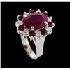 Image 4 : 6.73 ctw Ruby and Diamond Ring - 14KT White Gold