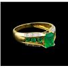 Image 1 : 1.43 ctw Emerald and Diamond Ring - 14KT Yellow Gold