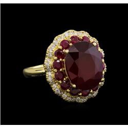 14KT Yellow Gold 10.13 ctw Ruby and Diamond Ring