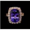 Image 2 : 11.45 ctw Tanzanite and Diamond Ring - 14KT Rose Gold