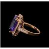 Image 3 : 11.45 ctw Tanzanite and Diamond Ring - 14KT Rose Gold