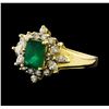 Image 1 : Emerald and Diamond Ring - 18KT Yellow Gold