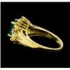 Image 3 : Emerald and Diamond Ring - 18KT Yellow Gold