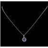 Image 1 : 2.46 ctw Tanzanite and Diamond Pendant With Chain - 14KT Rose Gold