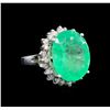 Image 1 : GIA Cert 13.50 ctw Emerald and Diamond Ring - 14KT White Gold