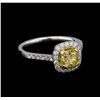 Image 1 : 18KT White Gold 1.56 ctw Fancy Yellow Diamond Ring