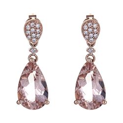 6.34 ctw Morganite and Diamond Earrings - 14KT Rose Gold