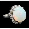 Image 1 : 13.48 ctw Opal and Diamond Ring - 14KT White Gold