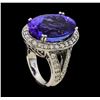 Image 4 : 21.48 ctw Tanzanite and Diamond Ring - 14KT White Gold