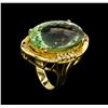 Image 4 : 14KT Yellow Gold 27.45 ctw Green Quartz and Diamond Ring