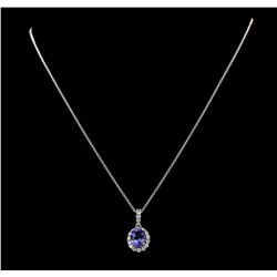 2.37 ctw Tanzanite and Diamond Pendant With Chain - 14KT White Gold