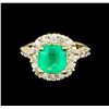 Image 2 : 3.10 ctw Emerald and Diamond Ring - 14KT Yellow Gold