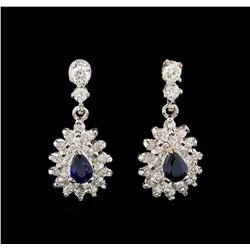 14KT White Gold 1.16 ctw Sapphire and Diamond Earrings