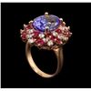 Image 4 : 14KT Rose Gold 7.95 ctw Tanzanite, Ruby and Diamond Ring