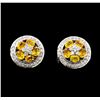 Image 1 : 18KT White Gold 1.90 ctw Yellow Sapphire and Diamond Earrings