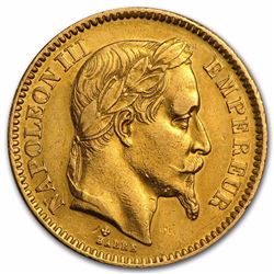 France Gold 20 Francs Napoleon III Struck during the reign of Napoleon III (1853-1870)