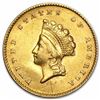 Image 1 : $1 Indian Head Gold Type 2 Over 150 Years Old Smallest Minted Coin 15 MM Diam.