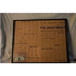 DAY OF THE DEAD THE DEAD WALK! SCREEN USED NEWSPAPER SIGNED BY ROMERO SAVINI AND SHERMAN