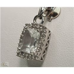 #6-14KT WHITE GOLD TOPAZ & DIAMOND PENDANT