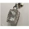 Image 1 : #6-14KT WHITE GOLD TOPAZ & DIAMOND PENDANT