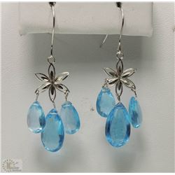 #7-10KT WHITE GOLD BLUE TOPAZ EARRINGS
