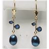 Image 1 : #22-14KT YELLOW GOLD SAPPHIRE & PEARL EARRINGS