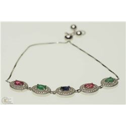 #23-STERLING SILVER GEMSTONE BRACELET
