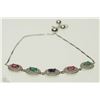 Image 1 : #23-STERLING SILVER GEMSTONE BRACELET