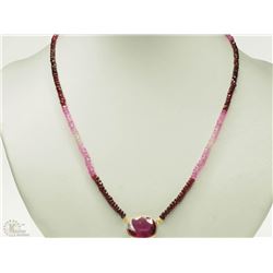 #28-14KT YELLOW GOLD RUBY NECKLACE