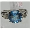 Image 1 : #31-14KT WHITE GOLD BLUE TOPAZ & DIAMOND RING