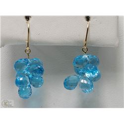 #32-14KT YELLOW GOLD BLUE TOPAZ EARRINGS
