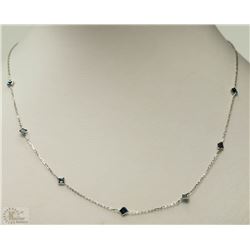 #35-14KT WHITE GOLD BLUE DIAMOND NECKLACE