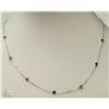 Image 1 : #35-14KT WHITE GOLD BLUE DIAMOND NECKLACE