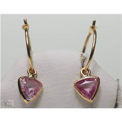 #37-14KT YELLOW GOLD PINK SAPPHIRE EARRINGS