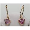 Image 1 : #37-14KT YELLOW GOLD PINK SAPPHIRE EARRINGS