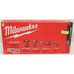 NEW UNOPENED MILWAUKEE 4PC  SET WITH IMPACT, DRILL