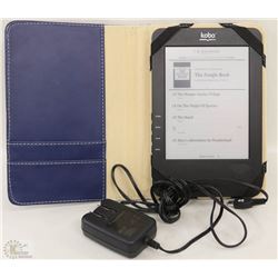 KOBO E READER 6" SCREEN W/ LEATHER CASE , CHARGER