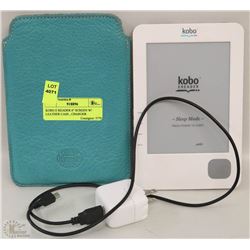 KOBO E READER 6" SCREEN W/ LEATHER CASE , CHARGER