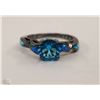 Image 1 : LADIES BLACK AND AQUA RING SZ 7