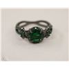 Image 1 : LADIES BLACK AND GREEN RING SZ 8