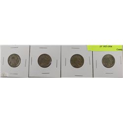 16) 4 USA 5 CENT COINS OLD "BUFFALO" 1927-1936