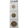 Image 1 : 21) 3 UK WWII ERA SILVER COINS 1934-1943