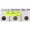 Image 1 : 17) 3 USA PENNIES 1891-1904